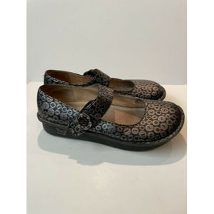 ALEGRIA Womens Paloma Pal-213 Silver Black Button Mary Jane Shoe Clog 11.5-12